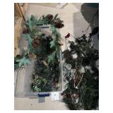 STORAGE BIN WITH WINTER FAUX FOLIAGE