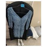 SCALA SZ 0 BABY BLUE LONG SLEEVE SEQUIN EVENING