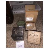 CANDLES, CANDLE HOLDER, LOVE PLAQUE