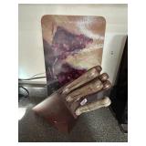 TOOLS OF THE TRADE KNIFE BLOCK WITH KNIVES, GLASS