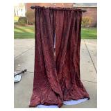 BURGUNDY DRAPES, 4 PANELS, 2 RODS