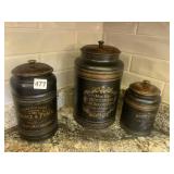 BLESSINGS SET OF 3 METAL CANISTERS WITH LIDS