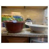 LARGE STONEWARE MIXING BOWLS, 2 PIER 1, 1 OTHER