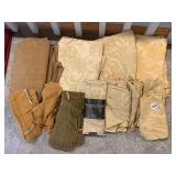 HARVEST GOLD DAMASK TABLECLOTHS WITH LEAF MOTIF,