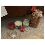 3 NEW YANKEE CANDLES, ONE MISSING LID, ONE BURNED