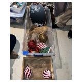 JUMBO ORNAMENTS, HAPPY HOLIDAYS SIGN, STORAGE TUB