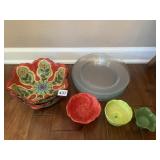 PIER 1 SERVING BOWLS, DIP BOWLS AND GLASS PLATES