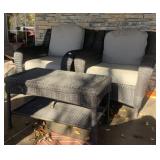 OUTDOOR FAUX WICKER PATIO SET, 2 CHAIRS AND