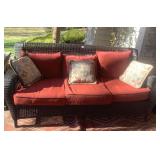 FULL LENGTH FAUX WICKER OUTDOOR SOFA WITH