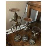 TRIO OF FLEUR DE LIS CANDLE HOLDERS