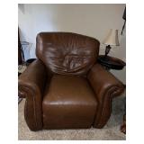 LEATHER WITH TACK TRIM MANUAL PUSH BACK RECLINER,