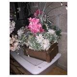 WOOD CRATE WITH FLOWER ARRANGEMENT
