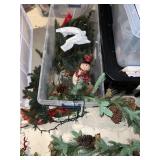 STORAGE BIN WITH WINTER FAUX FOLIAGE