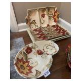 PIER 1 SERVING DISHES, KIDNEY SHAPED CHIP N DIP,