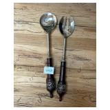 DECORATIVE WOOD HANDLED SALAD SERVERS