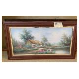 COUNTRY SCENE COTTAGE SIGNED MARTEN LL 30X17