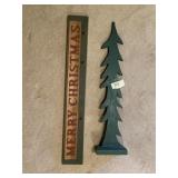 WOOD TREE & MERRY CHRISTMAS SIGN