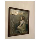 PAINTING GIRL LOOKING TO BIRCH TREES 16X18