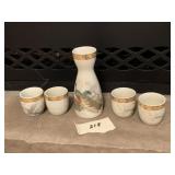 SAKE SET WITH PEACOCK MADE IN JAPAN