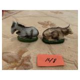 DONKEY AND COW FIGURES JAPAN MARKED