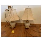 GOLD AND WHITE SMALL TABLE LAMP EXCELLENT COND.