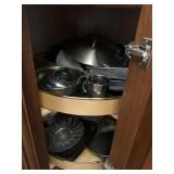 POTS AND PANS AND LIDS CONTENT IN CABINET