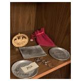WENDEL AUGUST FORGE PLATES, WINE CHARMS IN POUCH,