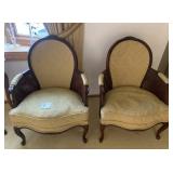 YELLOW WOODEN CANE SIDED ARMCHAIRS EXCELLENT