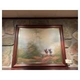 HUNTING OIL PAINTING 29" X 25" BY ARTIST DALTON