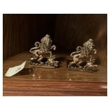 BRASS LION BOOK ENDS WITH FELT BOTTOM