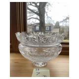 LARGE OPEN TOP DECORATIVE CRYSTAL BOWL 7IN TOP