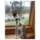 SMALL BUD VASE AND MOTHER MARY FIGURINE
