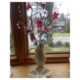 WHITE GOLD TRIM JUG WITH HANDLE