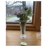 1 CRYSTAL GLASS WITH CERAMIC ROSES