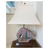 23" H CERAMIC HORSE WOOD BASE W/ SHADE