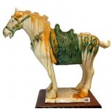 20" H X 24" W LARGE SAN CAI GLAZED POTTERY WAR