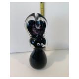 GLASS RABBIT PURPLE GLASS INSIDE CLEAR SIGNED