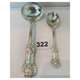 TIFFANY ENGLISH KING PATTERN LADLE AND SUGAR