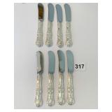 TIFFANY ENGLISH KING PATTERN 6" L BUTTER KNIVES 8