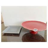 WILLIAM SONOMA PEDESTAL CAKE PLATE 13" D & SQUARE