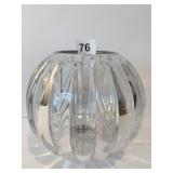 RIBBED CLEAR GLASS ROSE BOWL 6" H X 7" W