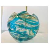 ART GLASS ROSE BOWL 5" H X 5" W 3 COLOR