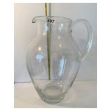 APPLIED HANDLE GLASS PITCHER 11" H X 8" W