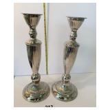 SILVER PLATE PAIR CANDLE STICKS INDIA 11" H