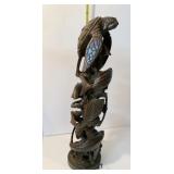 CARVED EBONY SEALIFE W/ VARIETY OF FISH AND