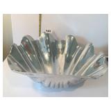 SHELL SHAPED BOWL 13" X 11" PEWTER UNMARKED