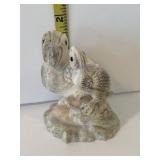 CARVED BIRDS 2" H - SIGNED ON BASE