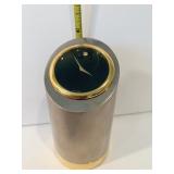 MOVADO DESK CLOCK PEWTER AND BRASS 4" H X 2.25" D