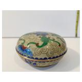TRINKET BOX 3.5" D X 1.5" H CLOISONNE