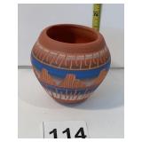 HAND ETCHED NATIVE AM. POTTERY VASE BASE SIGNED